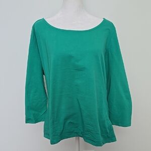 Boston Proper Emerald Green 3/4 Sleeve Top